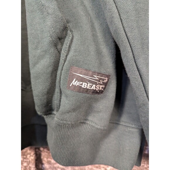 Mr Beast YT Creator Lightning Hoodie Green Cotton Pullover Sweater Men's L - Picture 7 of 9